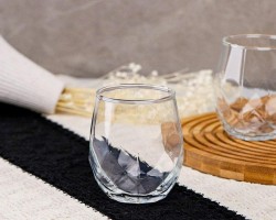 طقم كاسات عصير مضلع مكور من الاسفل معينات 6 قطع زجاج مصري IZMIR JUICE TUMBLER